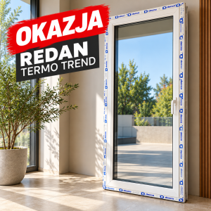 Okno balkonowe REDAN TERMO TREND białe, prawe, z niskim progiem